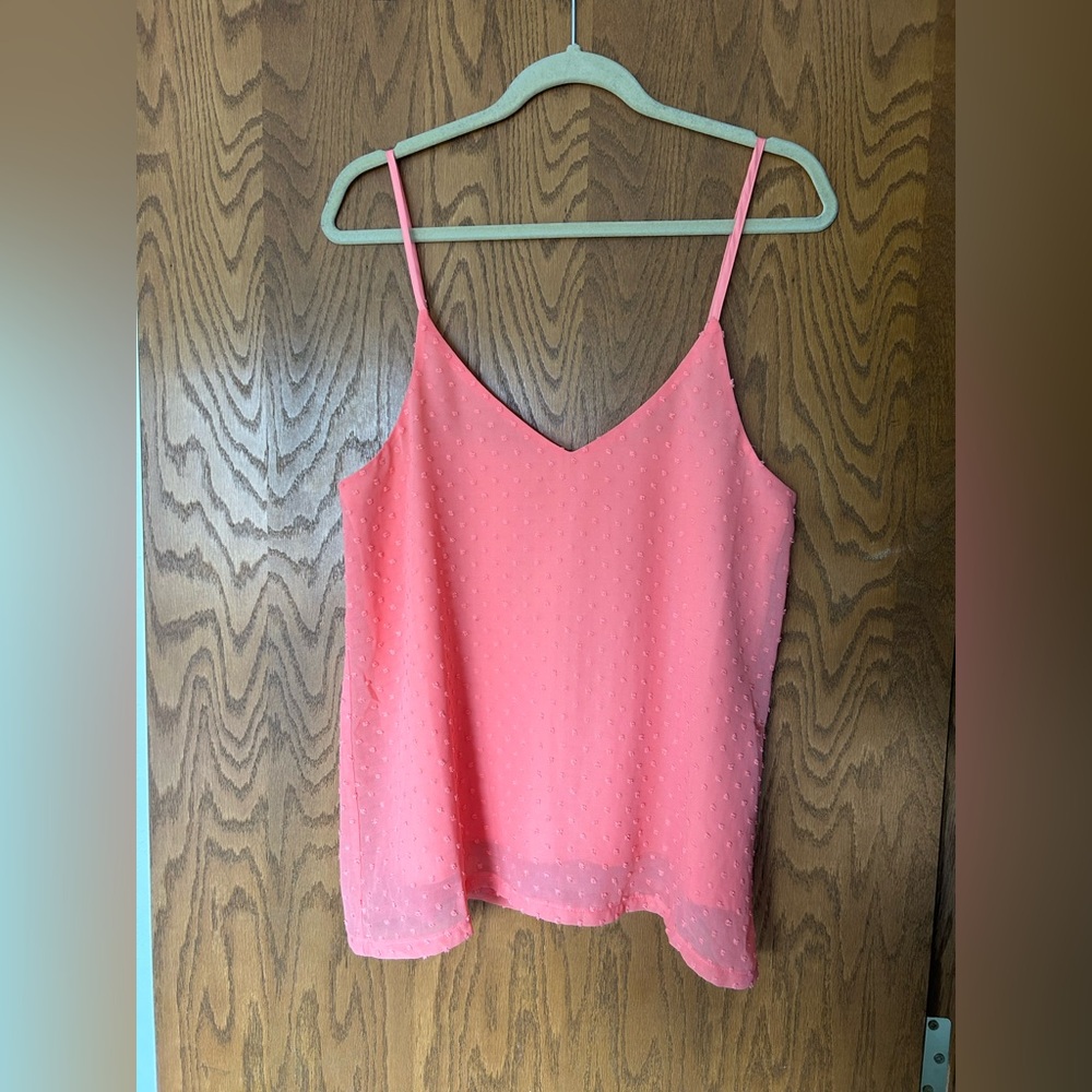 Zenana Coral Swiss Dot V Neck Spaghetti Strap Camisole Top